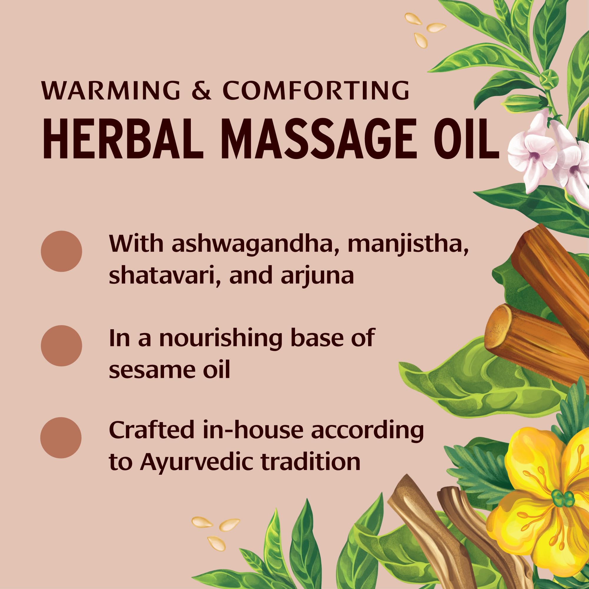 Banyan Mahanarayan Oil spread on skin showing herbal blend for massage.