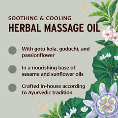 Banyan Botanicals Pitta Massage Oil being poured for a cooling massage