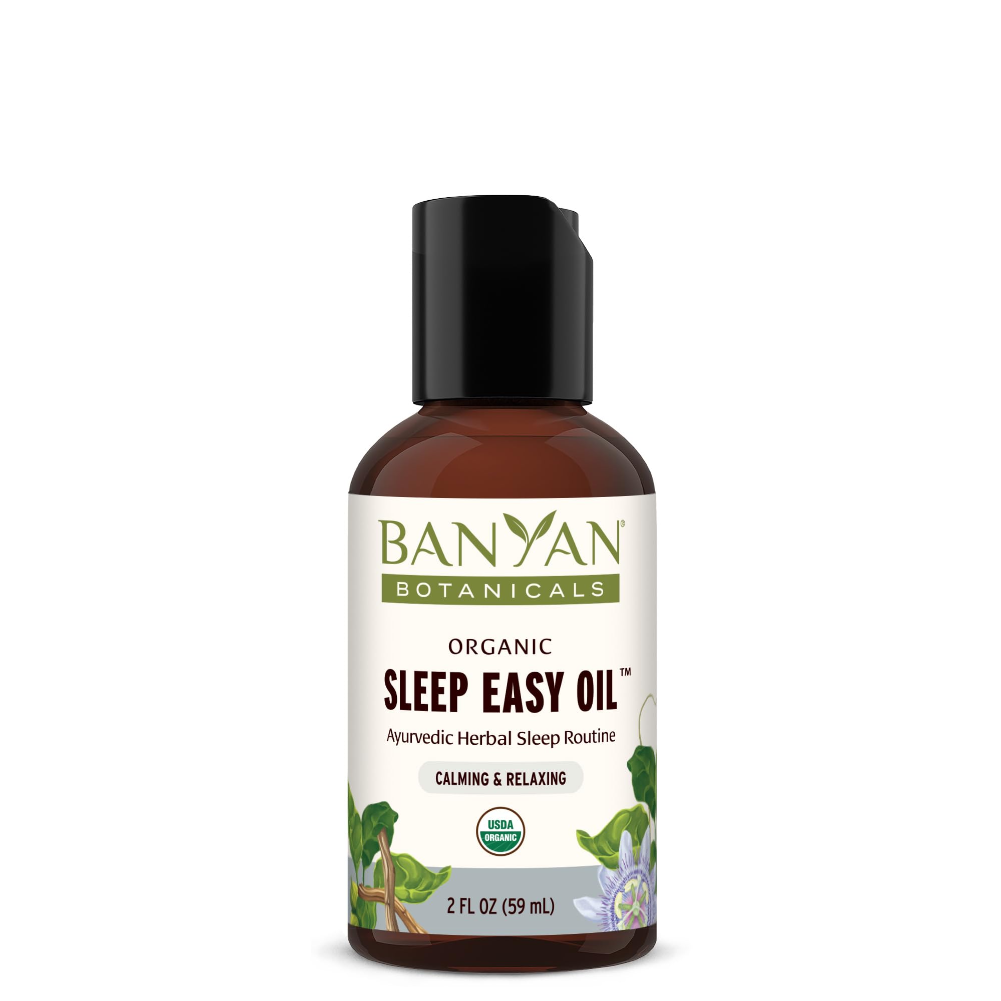 Banyan Botanicals Sleep Easy Oil bottle front for calm evenings.