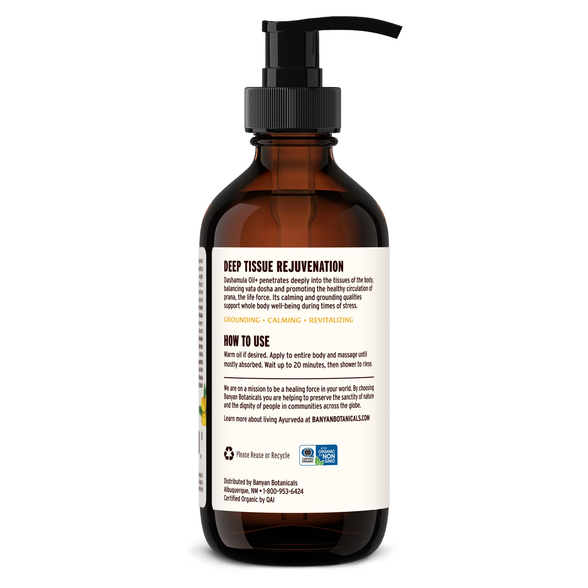 Banyan Botanicals Dashamula Oil+ sustainably sourced herbs for ethical aromatherapy