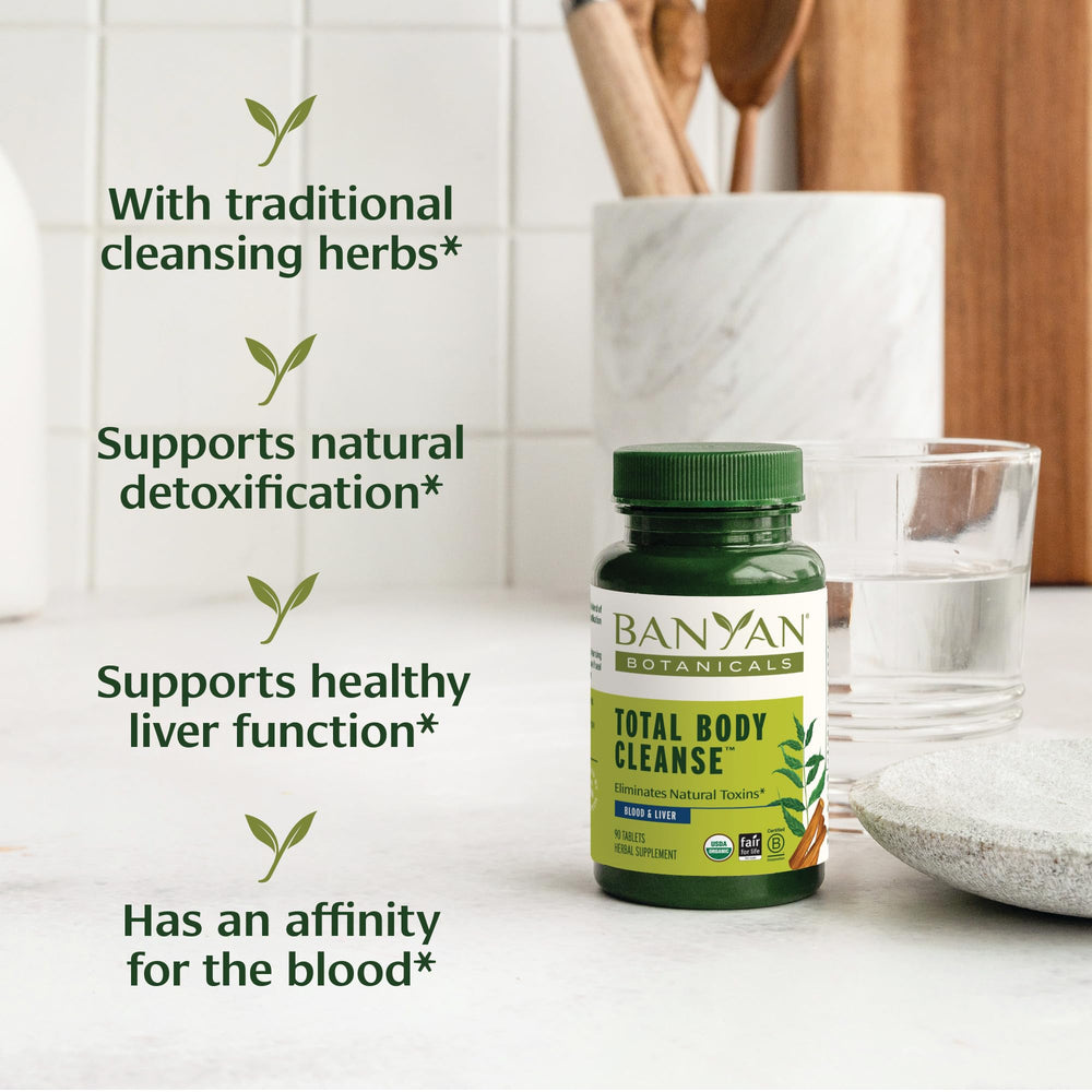 Total Body Cleanse tablets close-up highlighting convenient daily support.