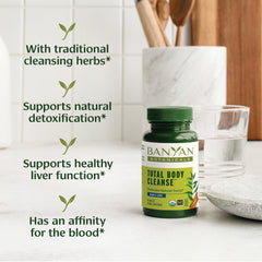 Total Body Cleanse tablets close-up highlighting convenient daily support.