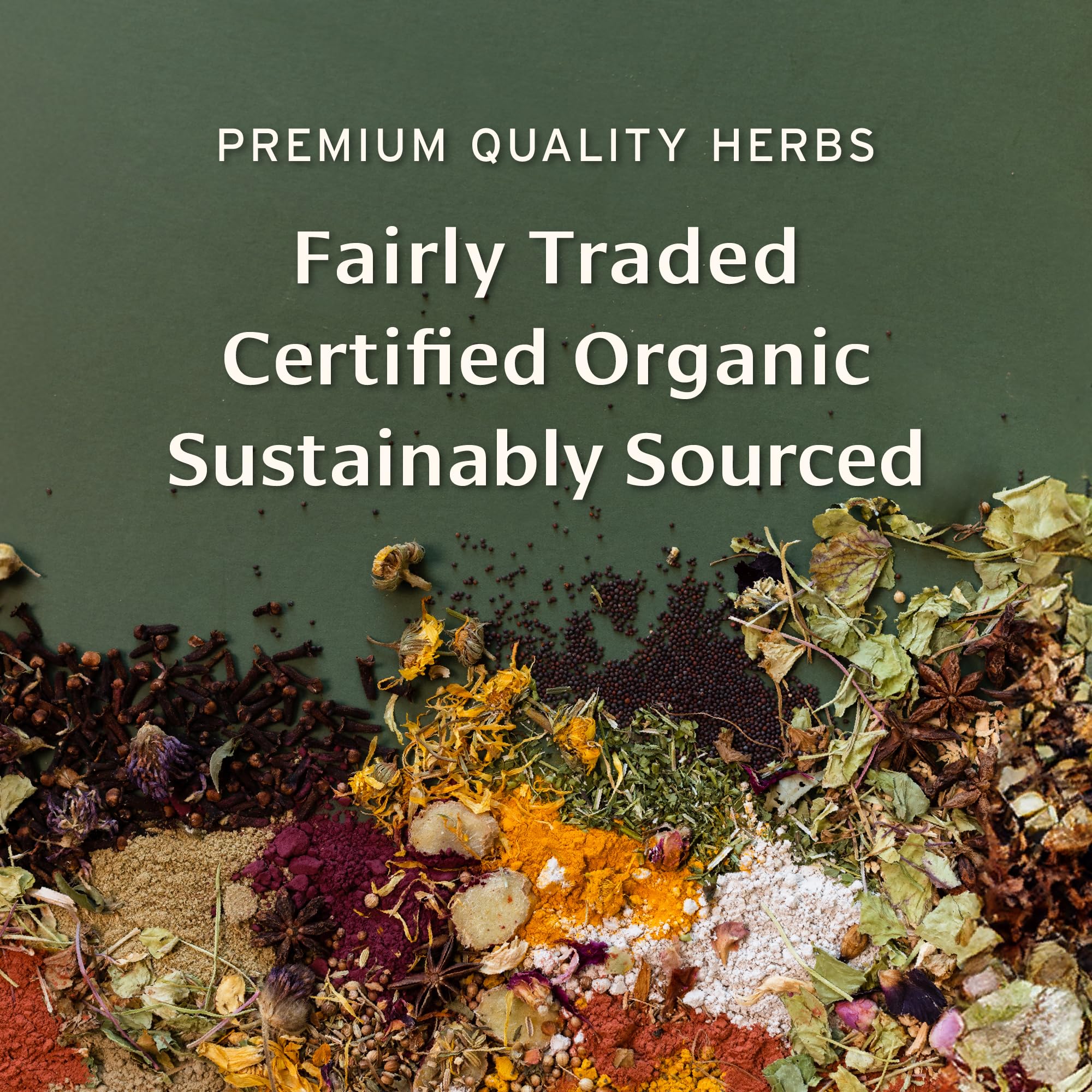 Banyan Botanicals Triphala packaging recycled board close-up underscoring sustainable sourcing.