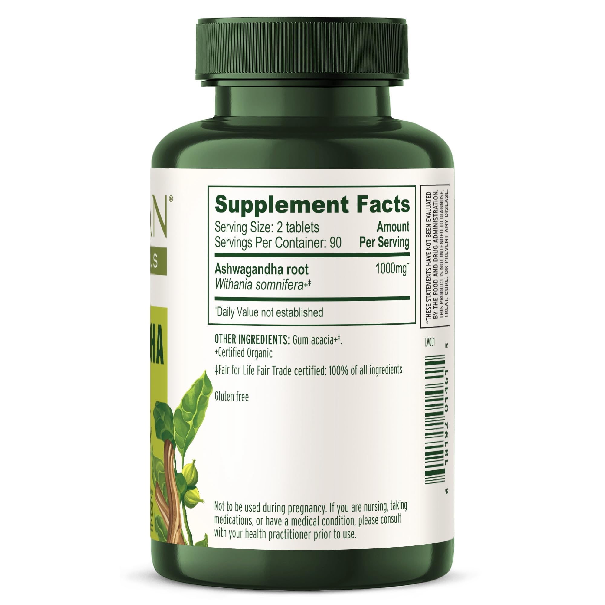 Banyan Botanicals Ashwagandha tablets label with USDA Organic showcases certified organic goodness