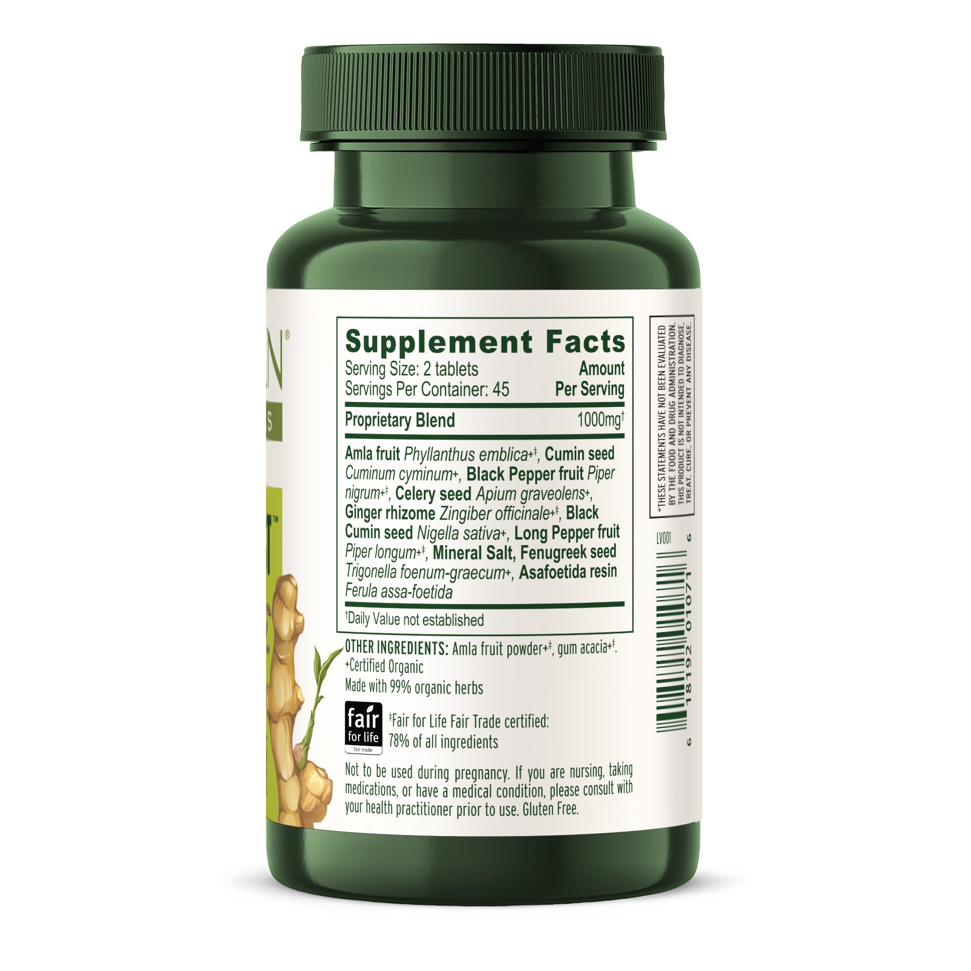 Banyan Botanicals Vata Digest packaging insert with dosage tips.