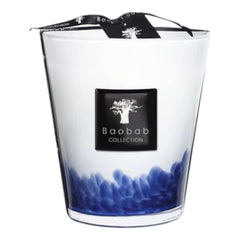 Baobab Collection Feathers Touareg candle with blue feathered pattern for chic ambience.