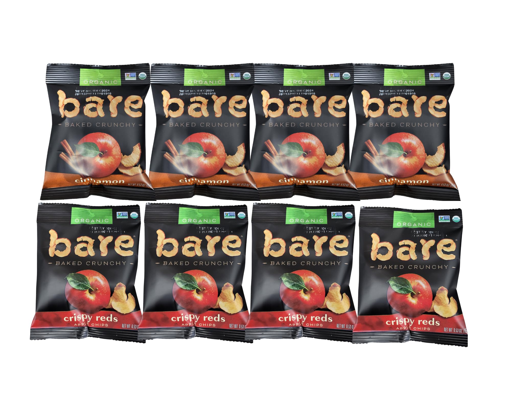 Bare Apple Crispy Reds bag showing organic crunch for lunchboxes