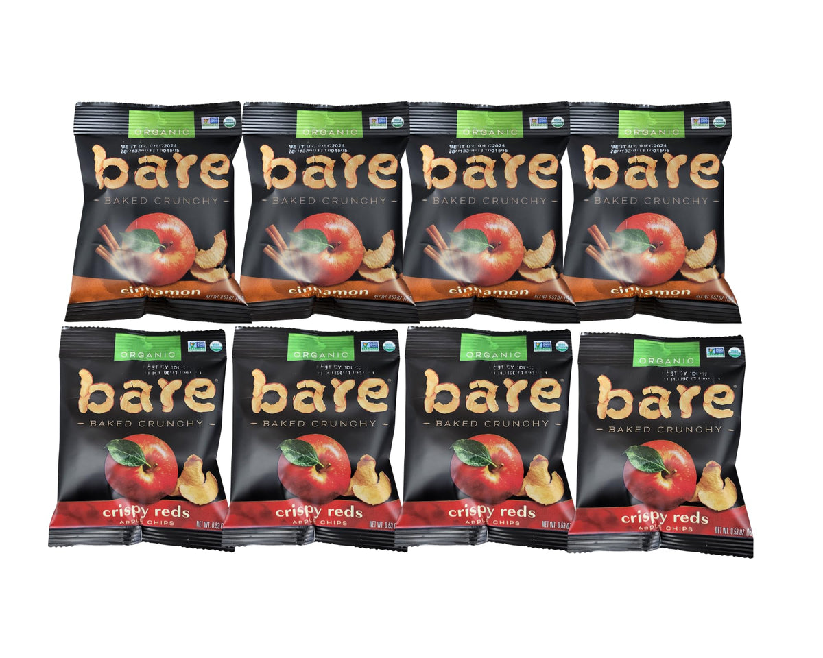 Bare Apple Crispy Reds bag showing organic crunch for lunchboxes