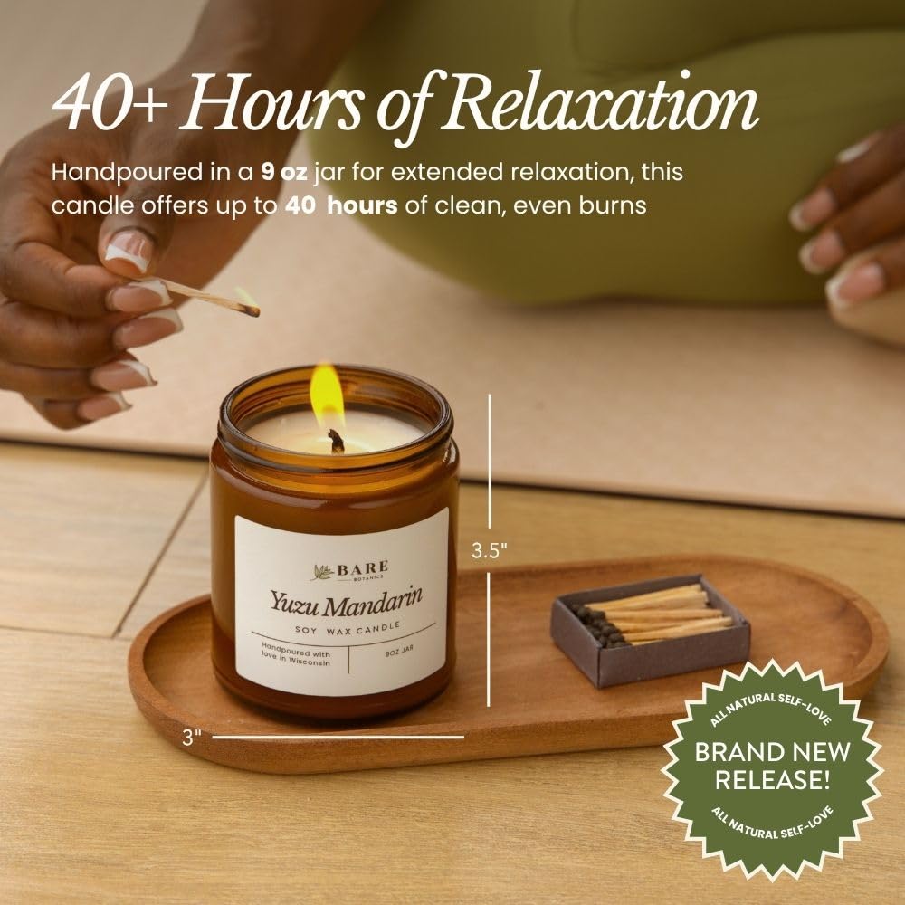 Bare Botanics Peach Nectar hand-poured candle reflects artisanal craftsmanship.