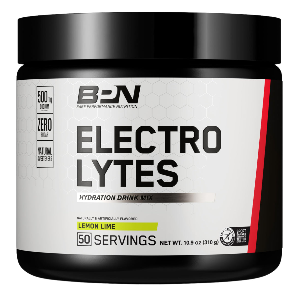 Bare Performance Nutrition BPN Electrolytes hydration powder ready to mix.