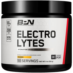 Bare Performance Nutrition BPN Electrolytes mango tub for workout hydration.