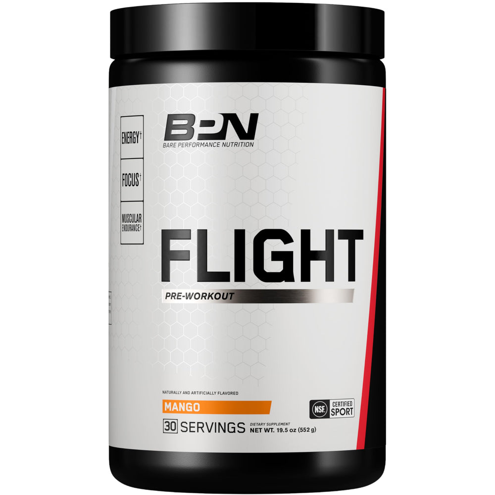 Bare Performance Nutrition BPN Flight pre-workout scoop for precise energy before training.