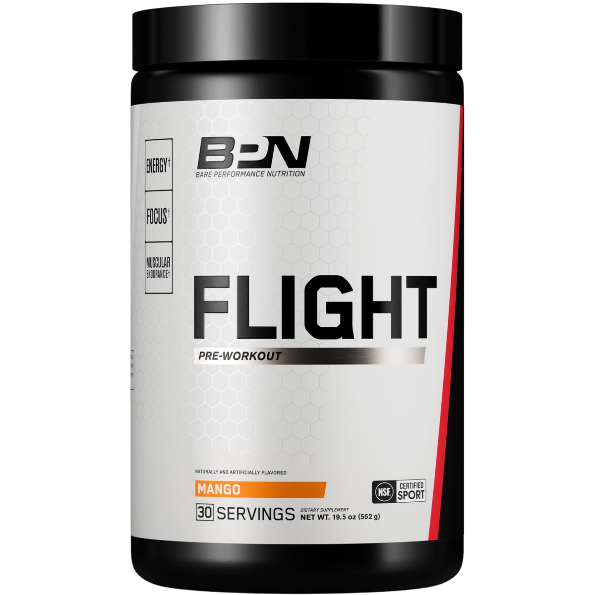 Bare Performance Nutrition BPN Flight pre-workout scoop for precise energy before training.
