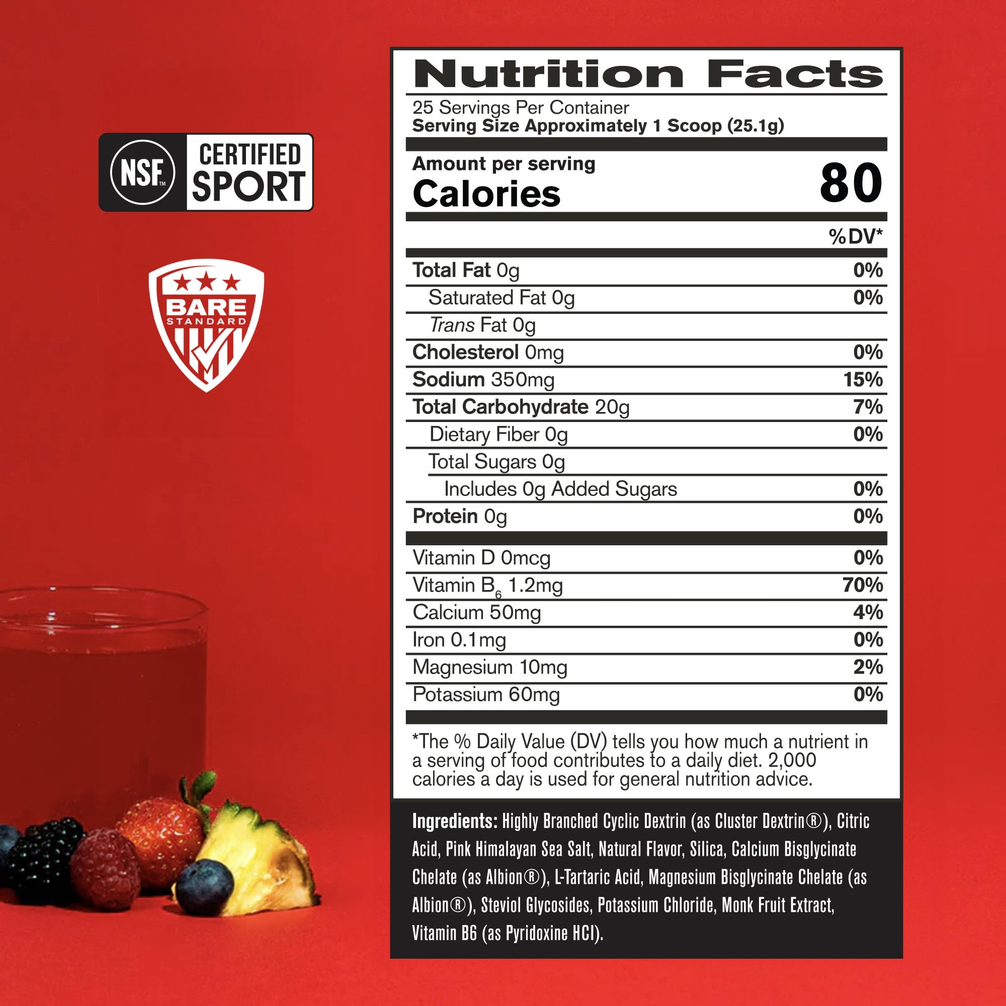 Bare Performance Nutrition BPN G.1.M tub back with nutrition panel for electrolyte support.