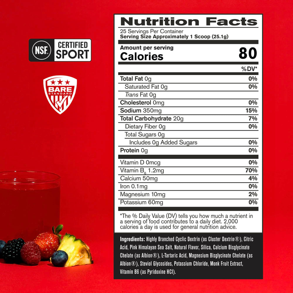 Bare Performance Nutrition BPN G.1.M tub back with nutrition panel for electrolyte support.