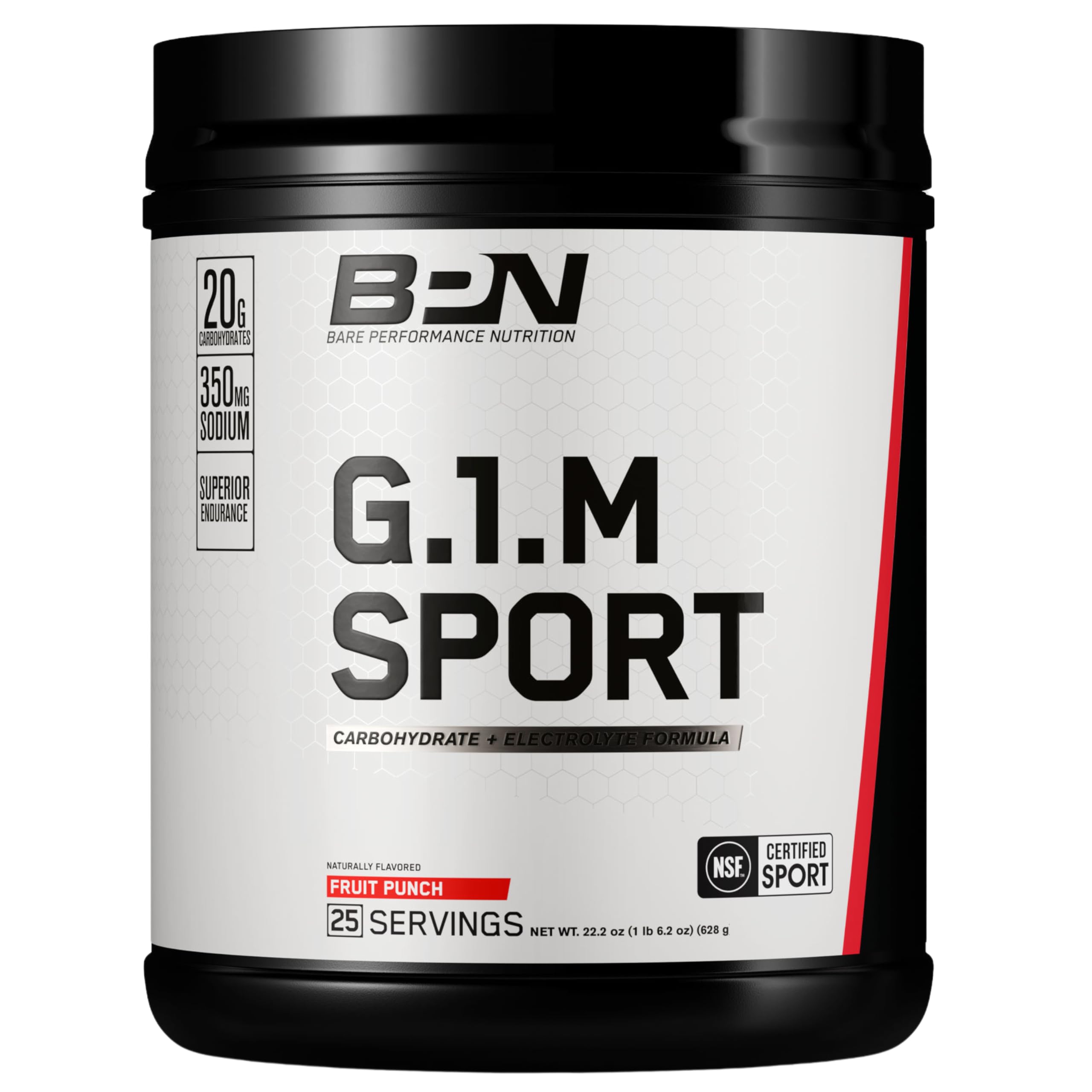 Bare Performance Nutrition BPN G.1.M Fruit Punch tub front showing endurance fueling for workouts.
