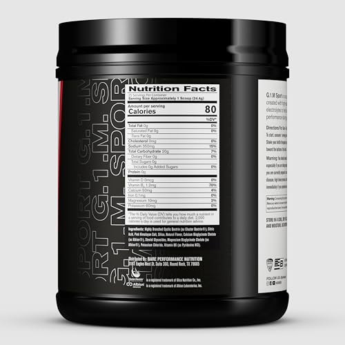 G.1.M scoop and 25 servings displayed on table