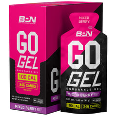 BARE PERFORMANCE NUTRITION Go Gel Endurance mixed berry pack supports sustained energy for runners.