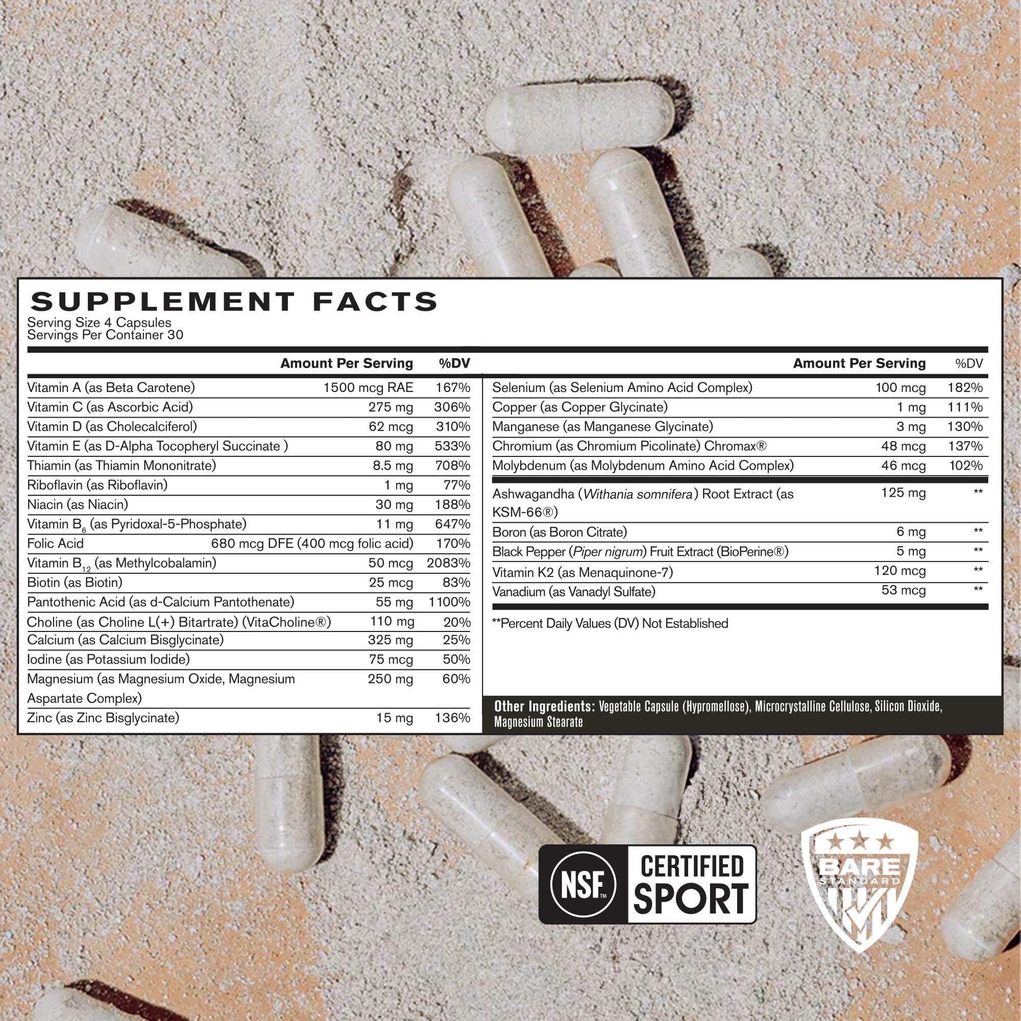 BARE PERFORMANCE NUTRITION BPN bottle label shows Informed Sport tested safety
