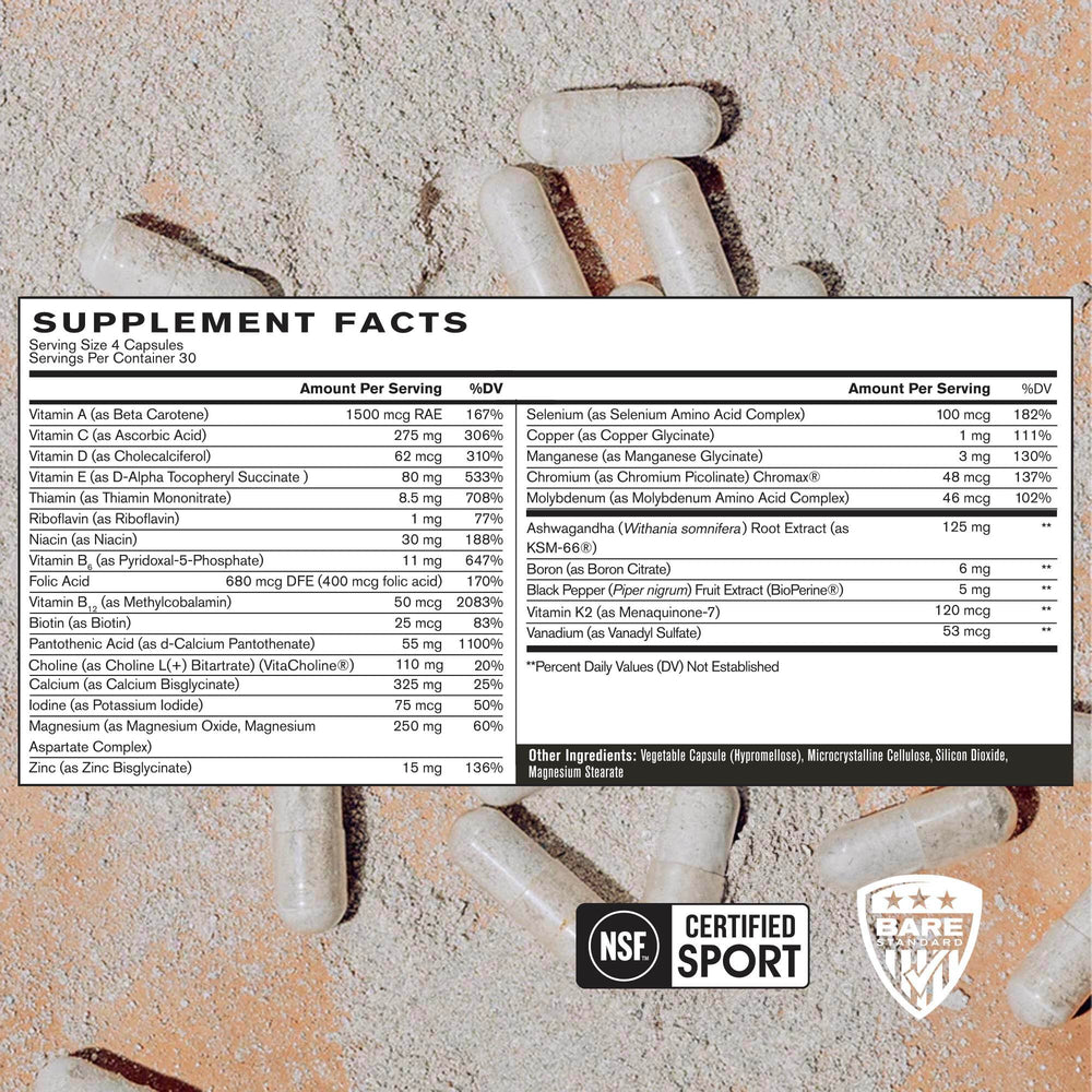 BARE PERFORMANCE NUTRITION BPN bottle label shows Informed Sport tested safety