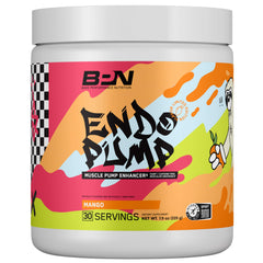 BARE EndoPump mango bottle front promotes convenient pre-workout use.