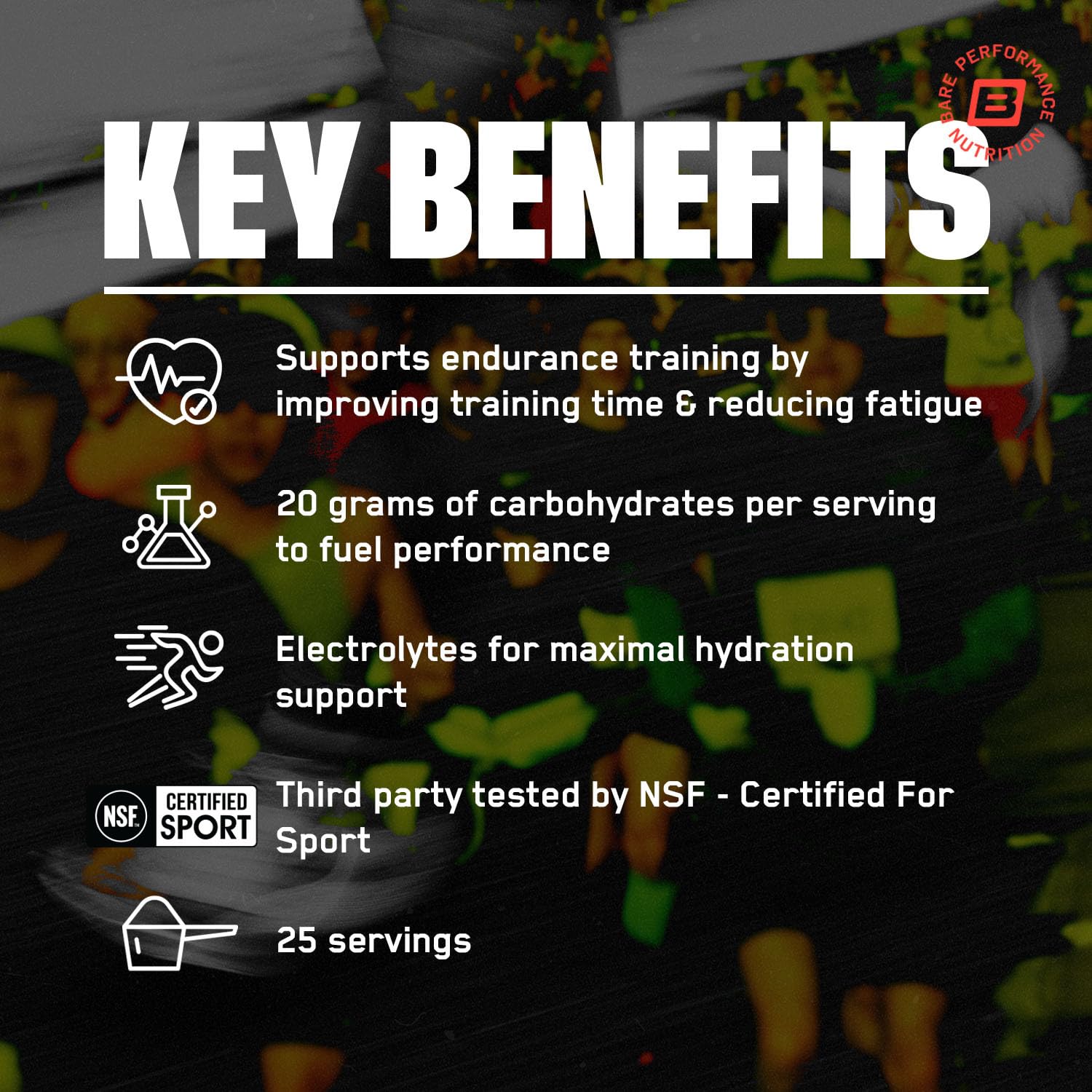 Powder dissolves in water to form a refreshing endurance drink during workouts