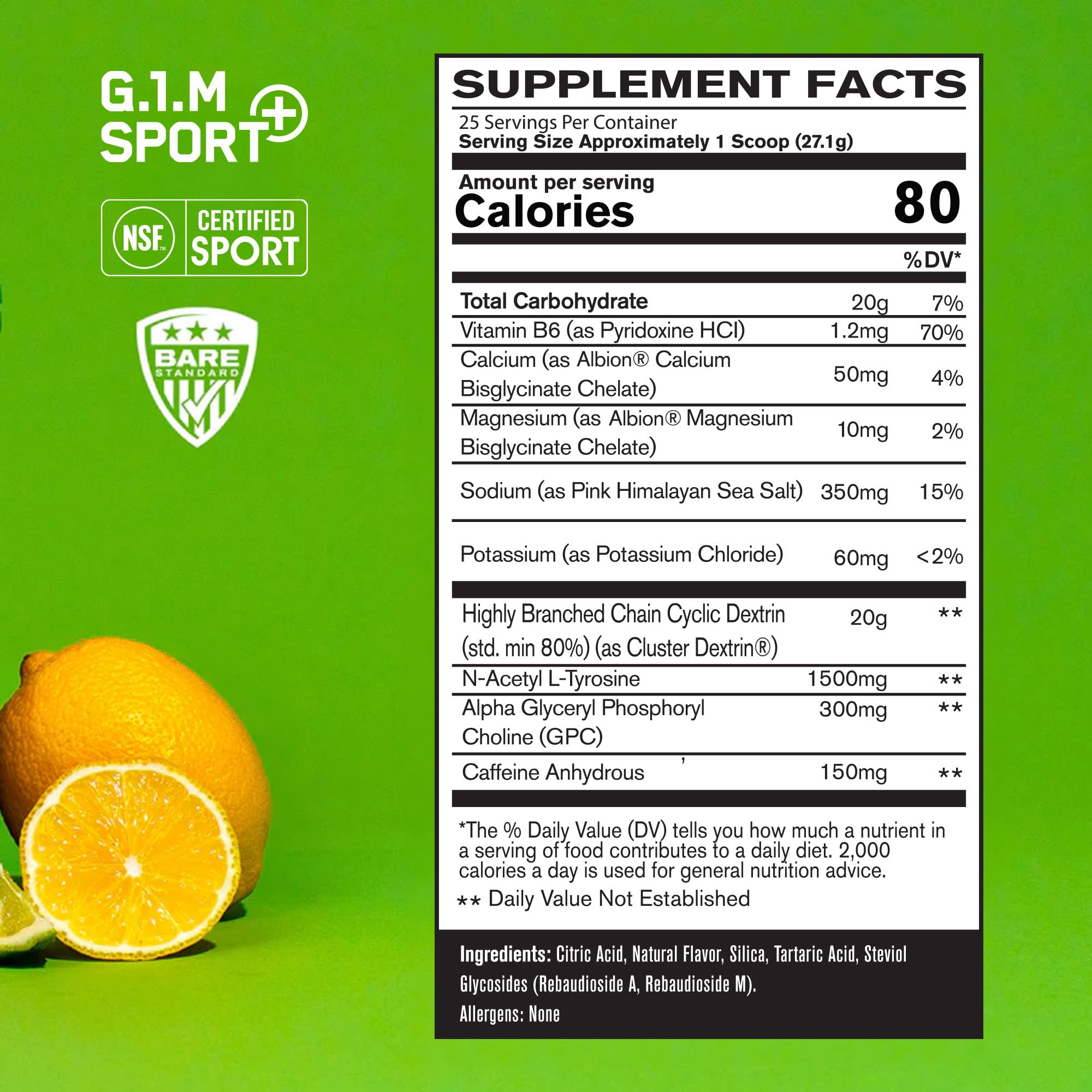 Ingredients panel close-up highlights electrolytes and nootropics for cognitive focus.