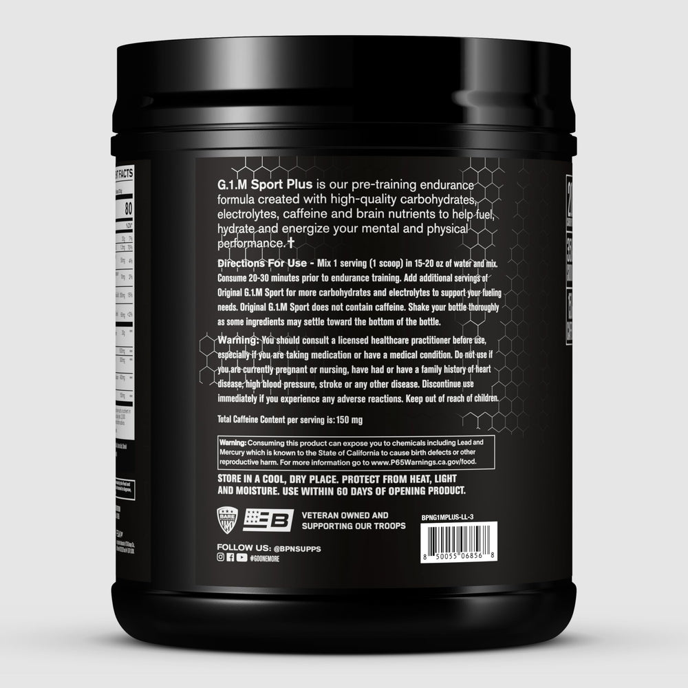 G.1.M Sport+ Lemon Lime scoop shown beside powder for quick, convenient energy.