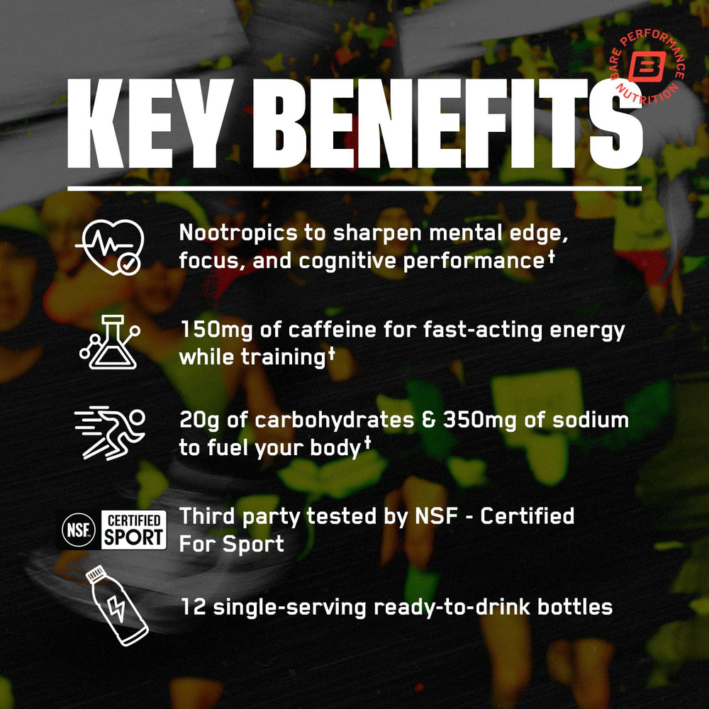 BARE PERFORMANCE NUTRITION G1M Sport+ race day kit depicts convenient long-run hydration bottles