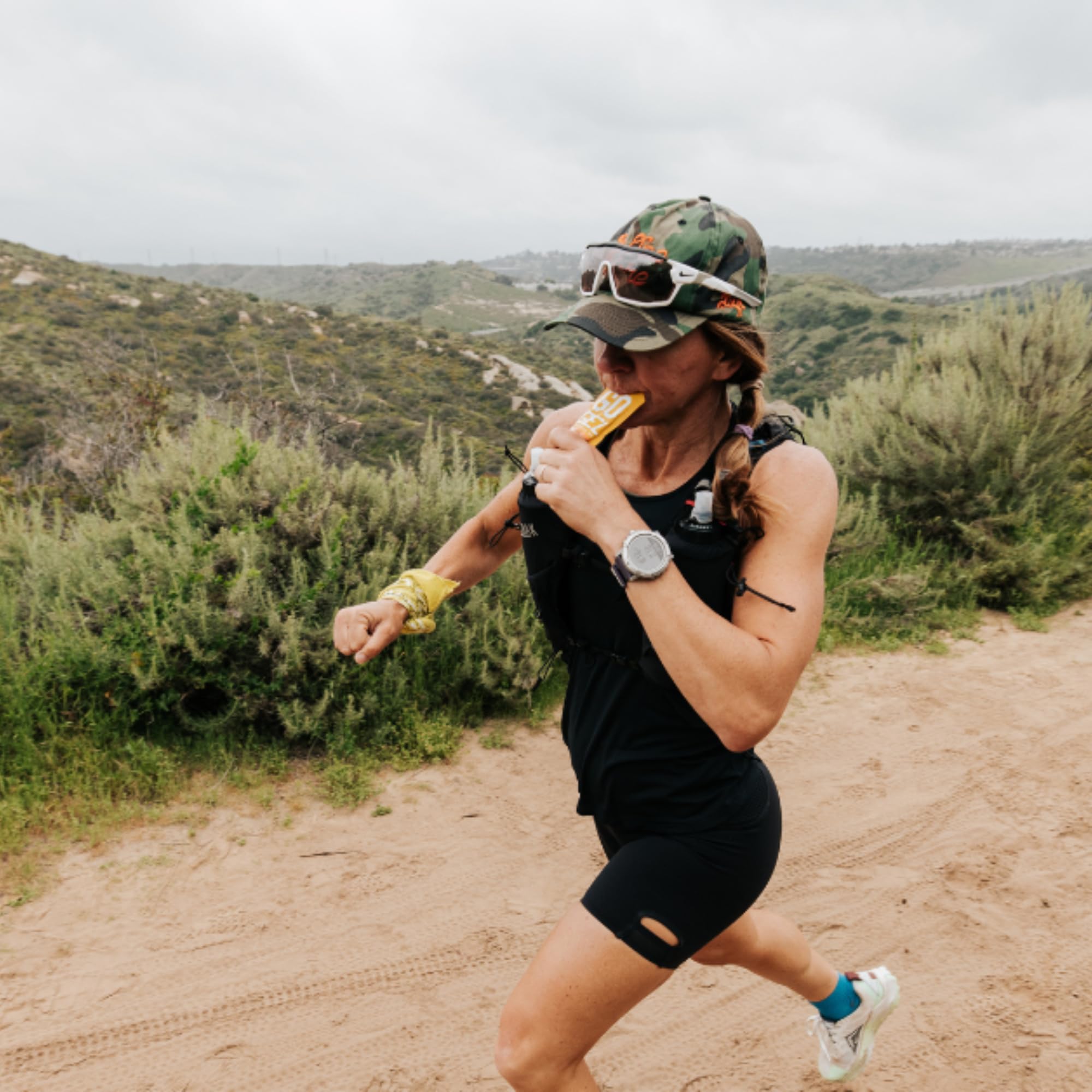 Bare Performance Nutrition Go Gel Endurance mango packs inside bag for quick energy on the go
