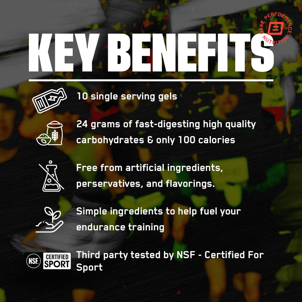 Bare Performance Nutrition Go Gel Endurance mango tube closeup showing texture and natural ingredients
