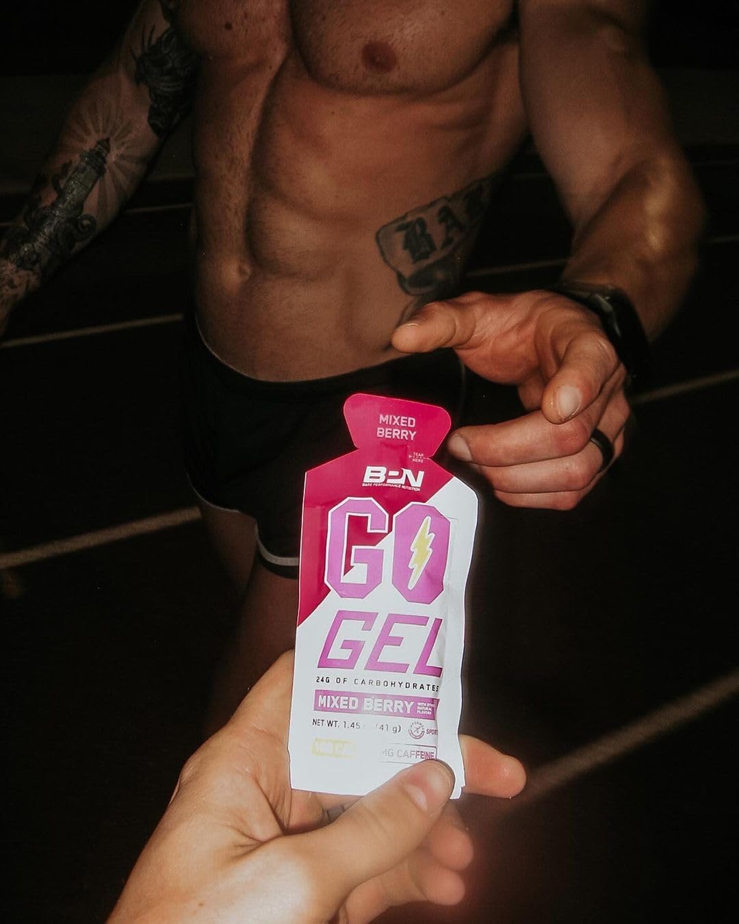Open BPN Go Gel Endurance packet highlighting quick energy release.