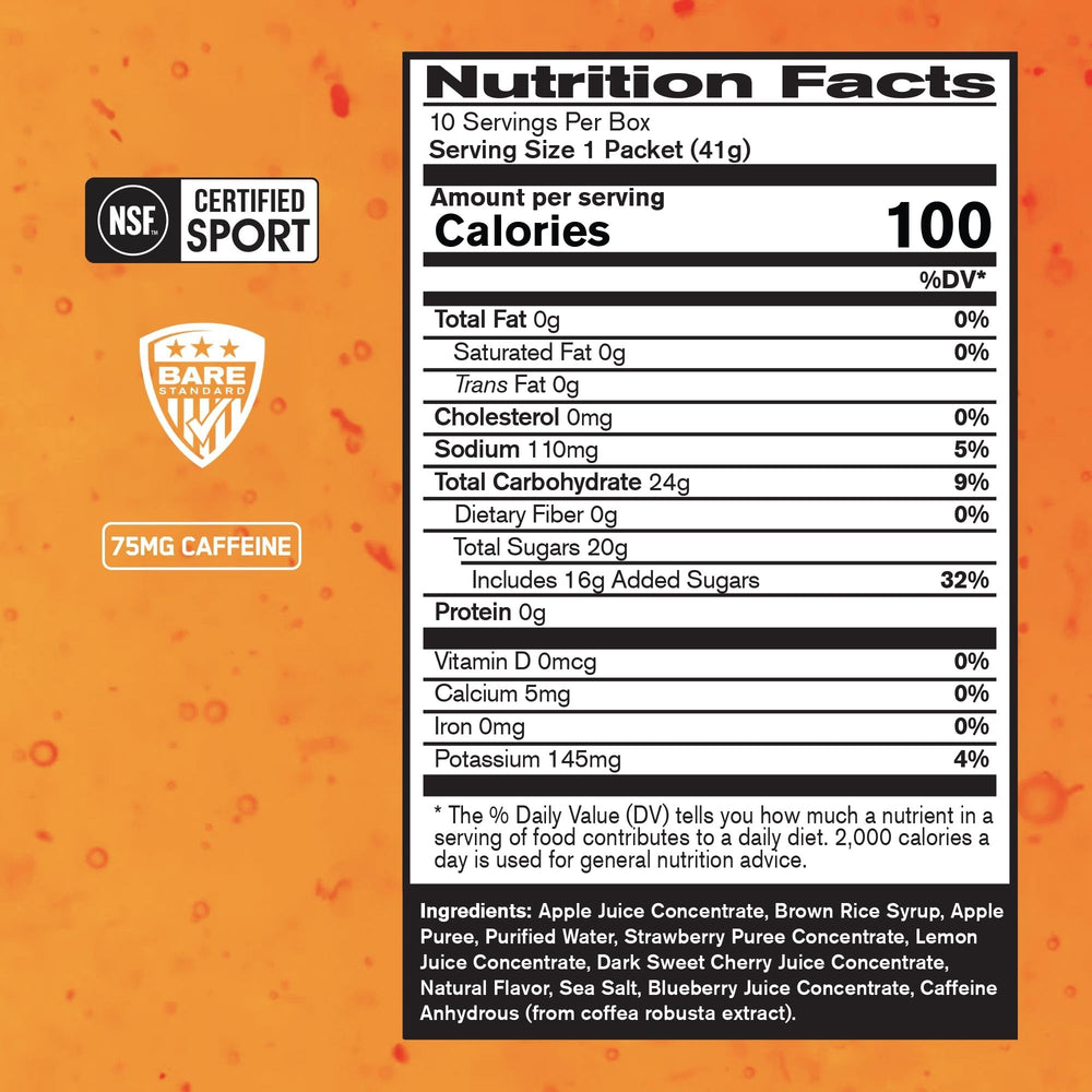 BARE PERFORMANCE NUTRITION Go Gel Endurance single-serving packet for on-the-go fueling.