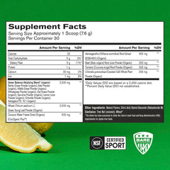 BARE PERFORMANCE NUTRITION Strong Greens Lemon scoop ready for mixing, convenient daily use.