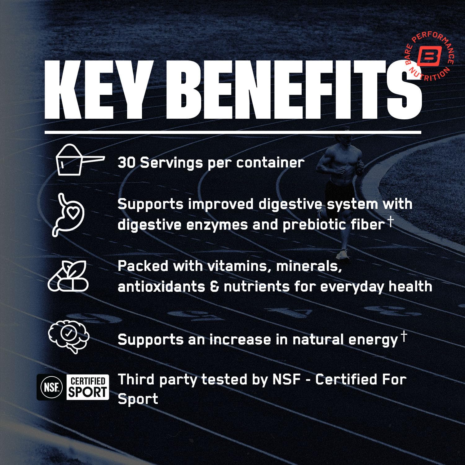 BARE PERFORMANCE NUTRITION Strong Reds berry blend with blueberry, cranberry, and pomegranate
