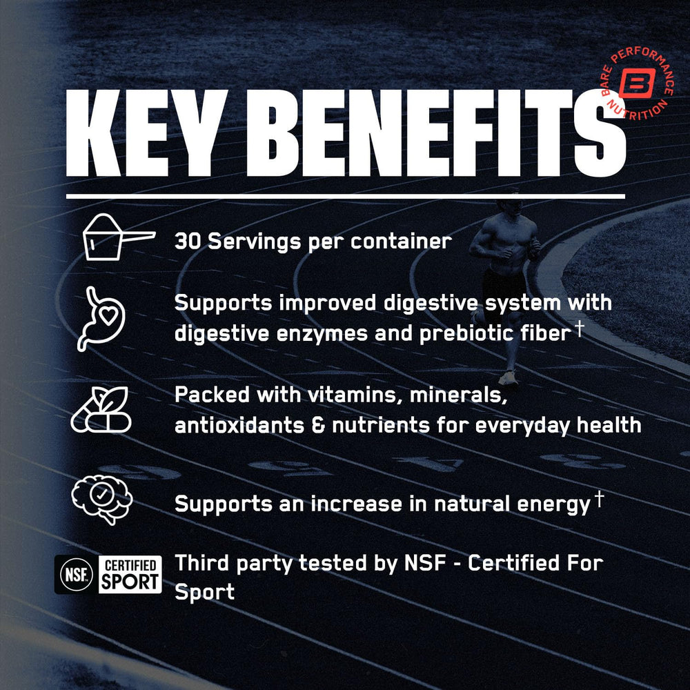 BARE PERFORMANCE NUTRITION Strong Reds berry blend with blueberry, cranberry, and pomegranate