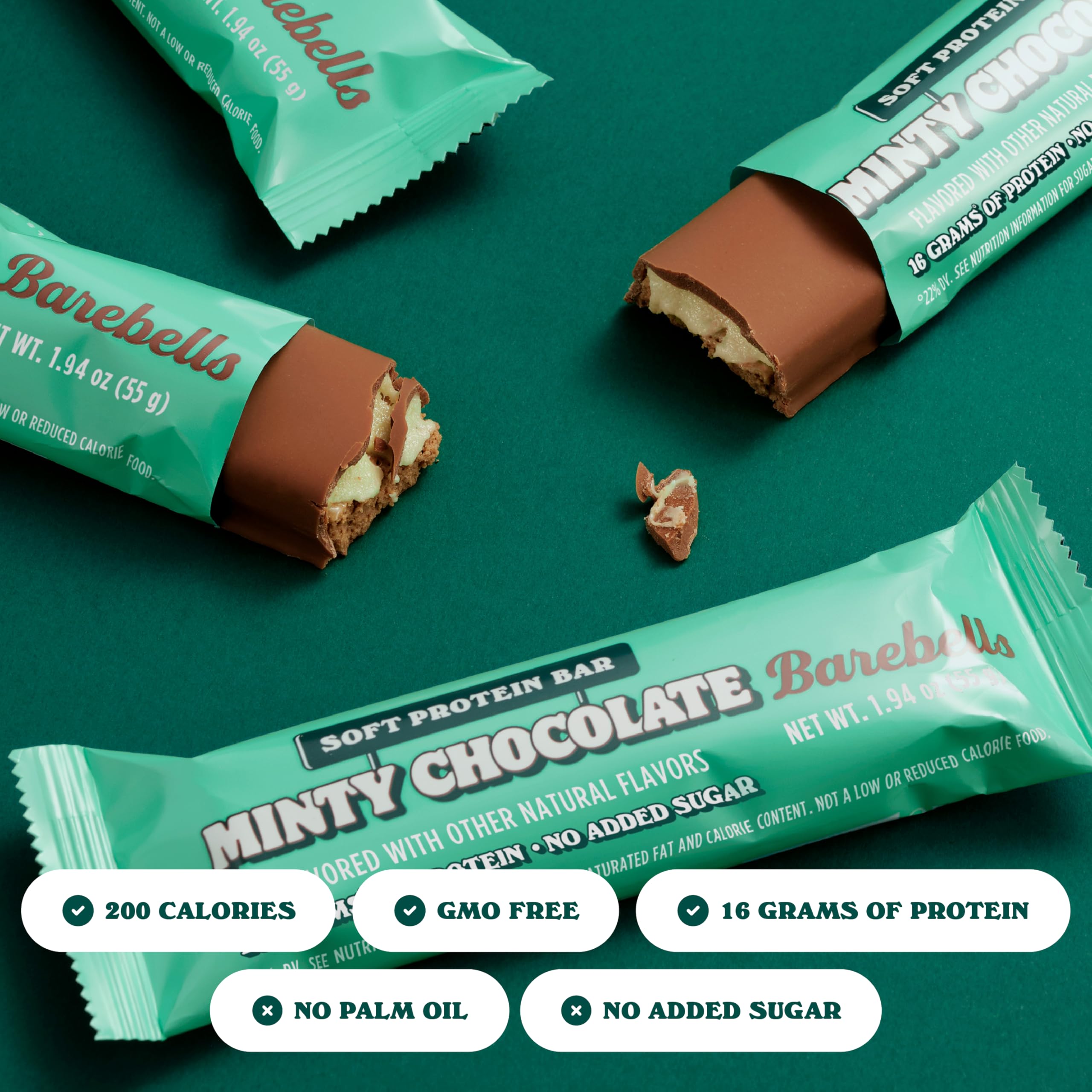 Barebells 16g protein per bar label highlighting protein content.