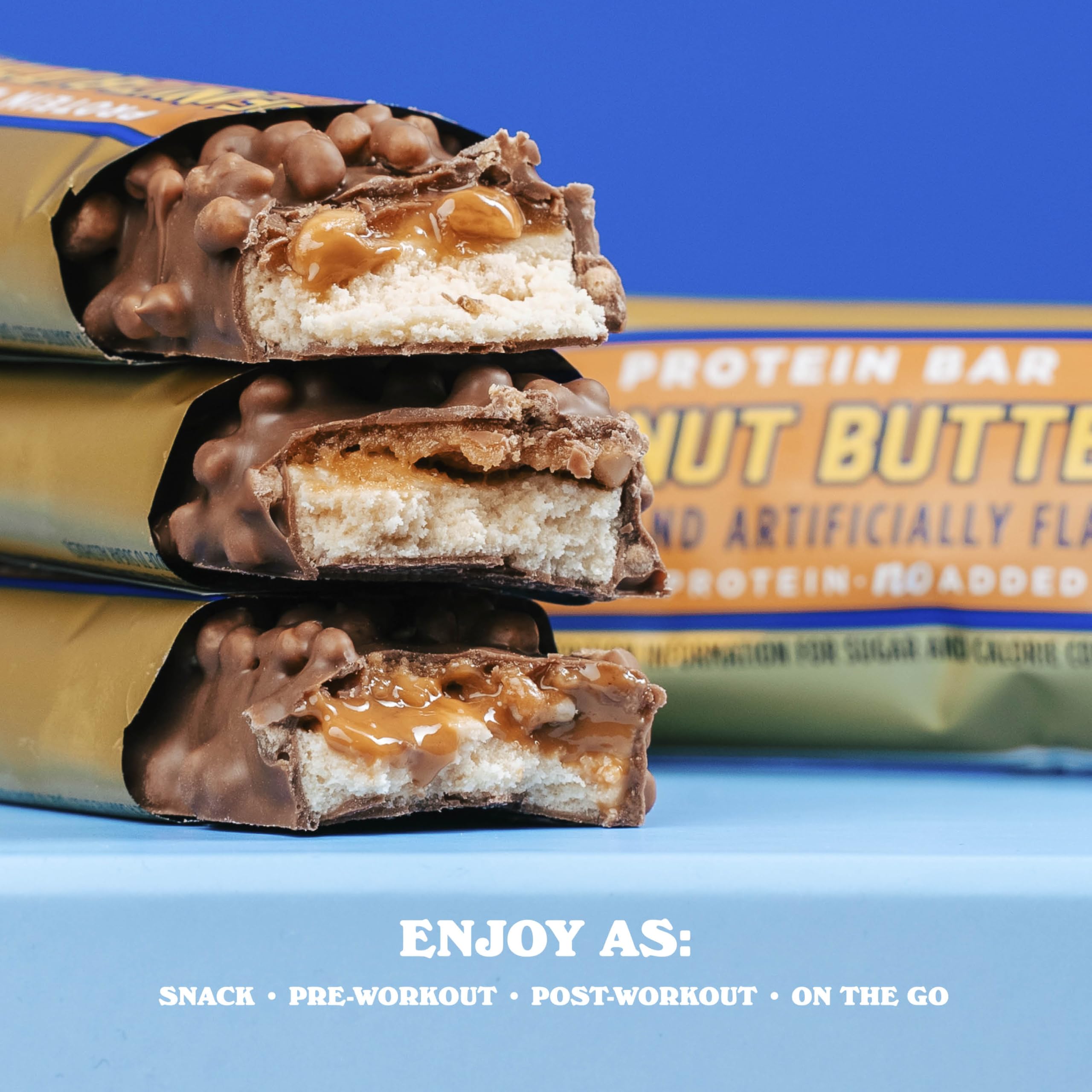 Peanut bits inside Barebells bar add crunch and texture.