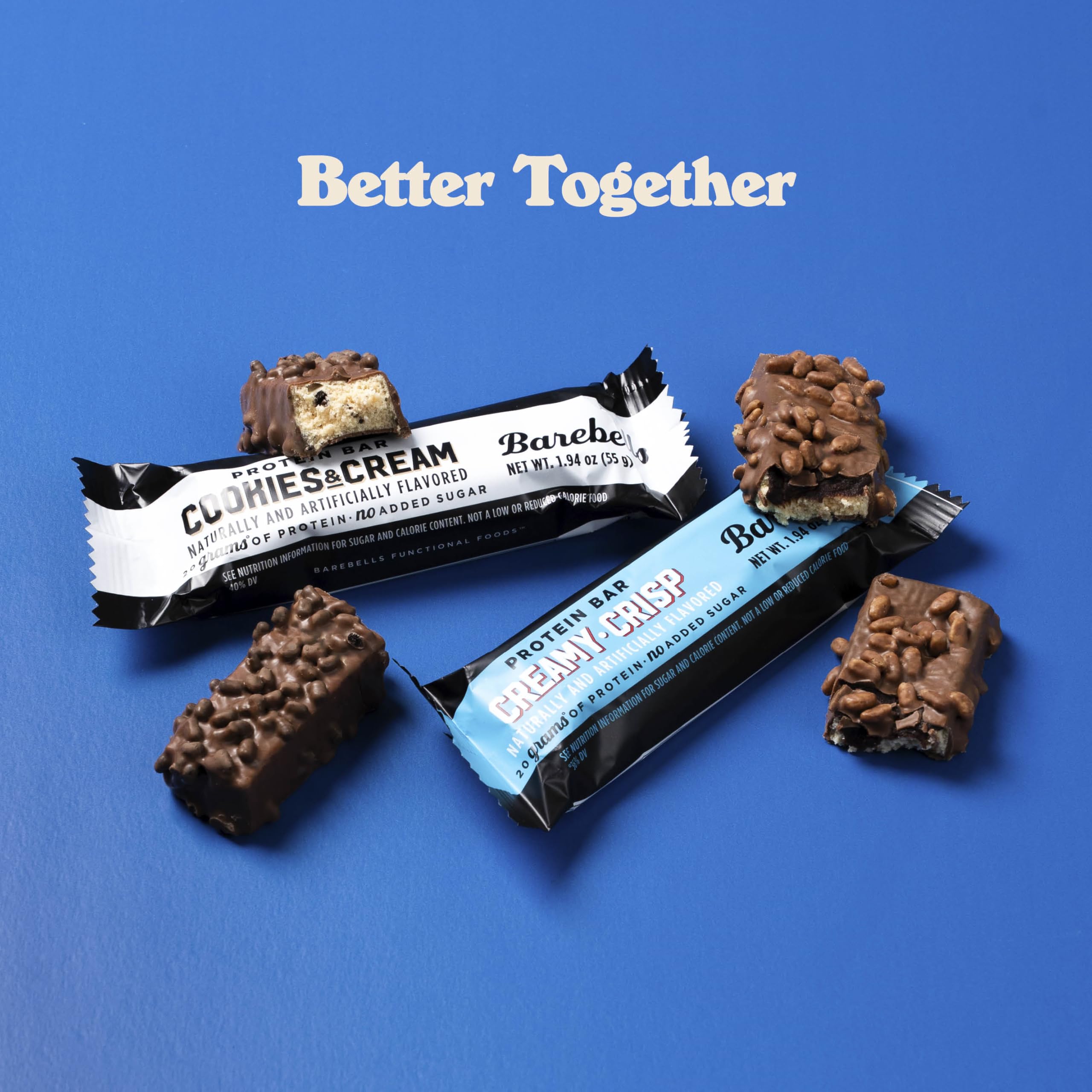 Barebells 24-bar combo pack display, convenient multi-pack for daily snacking variety.