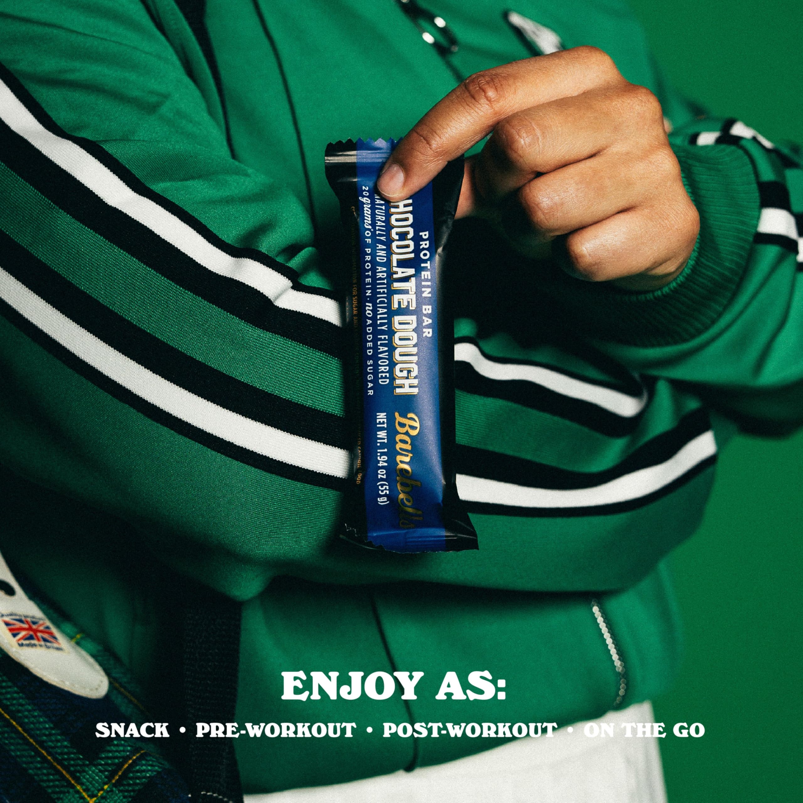 Barebells brownie dough bar served with coffee, perfect mid-day treat.