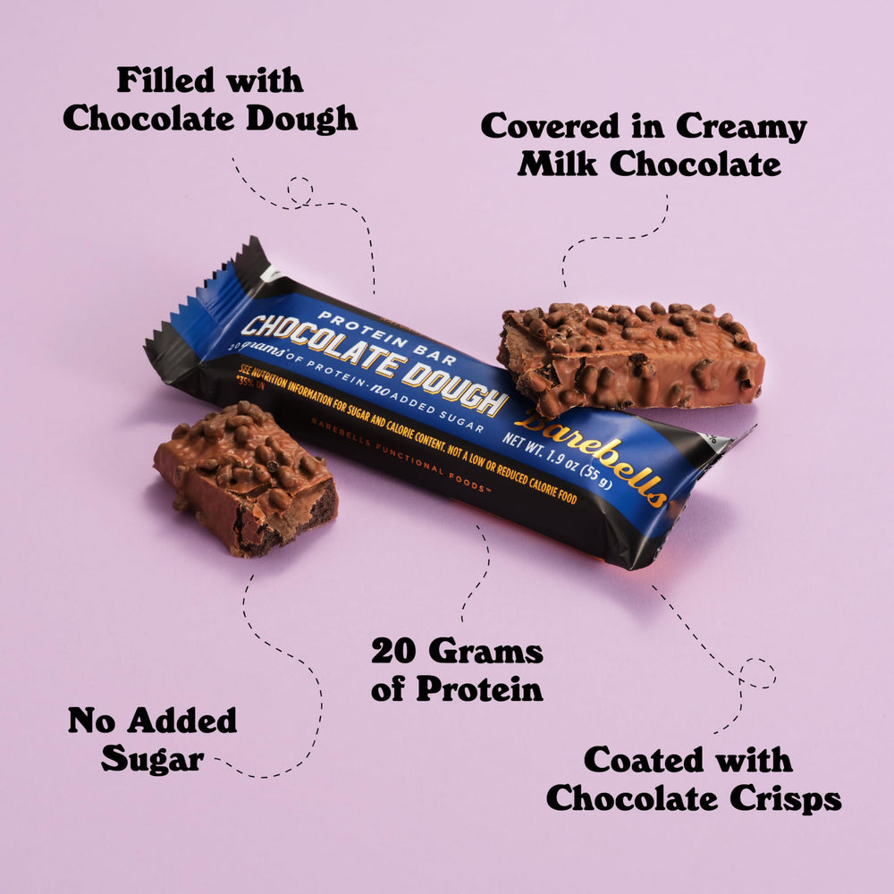 Barebells brownie dough bar on-the-go lifestyle ready to snack.