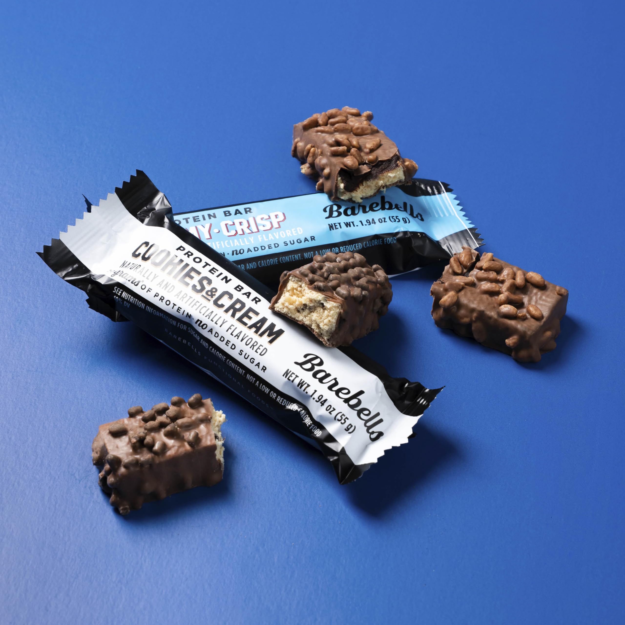 Barebells Creamy Crisp bar close-up showing indulgent texture and protein-rich satisfaction.
