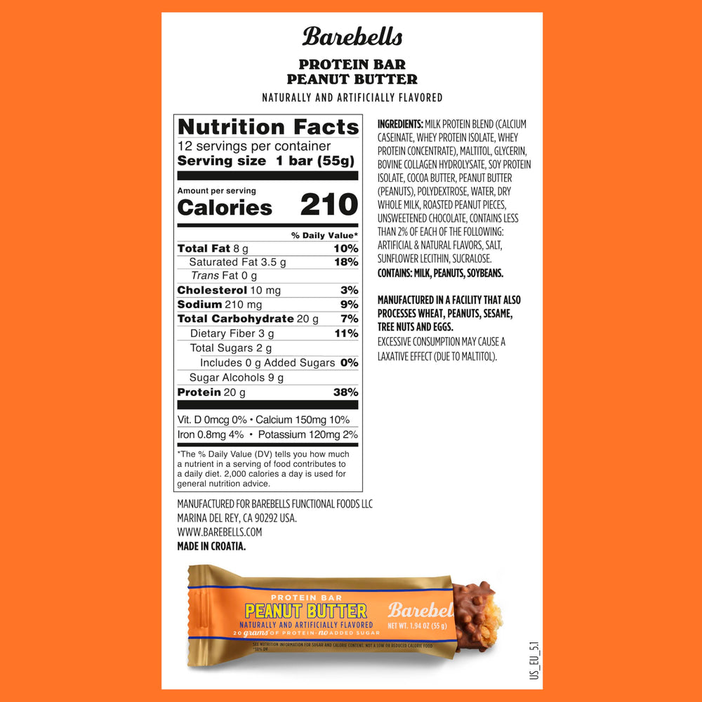 Barebells bar with milk chocolate coating delivering indulgent flavor and high protein.