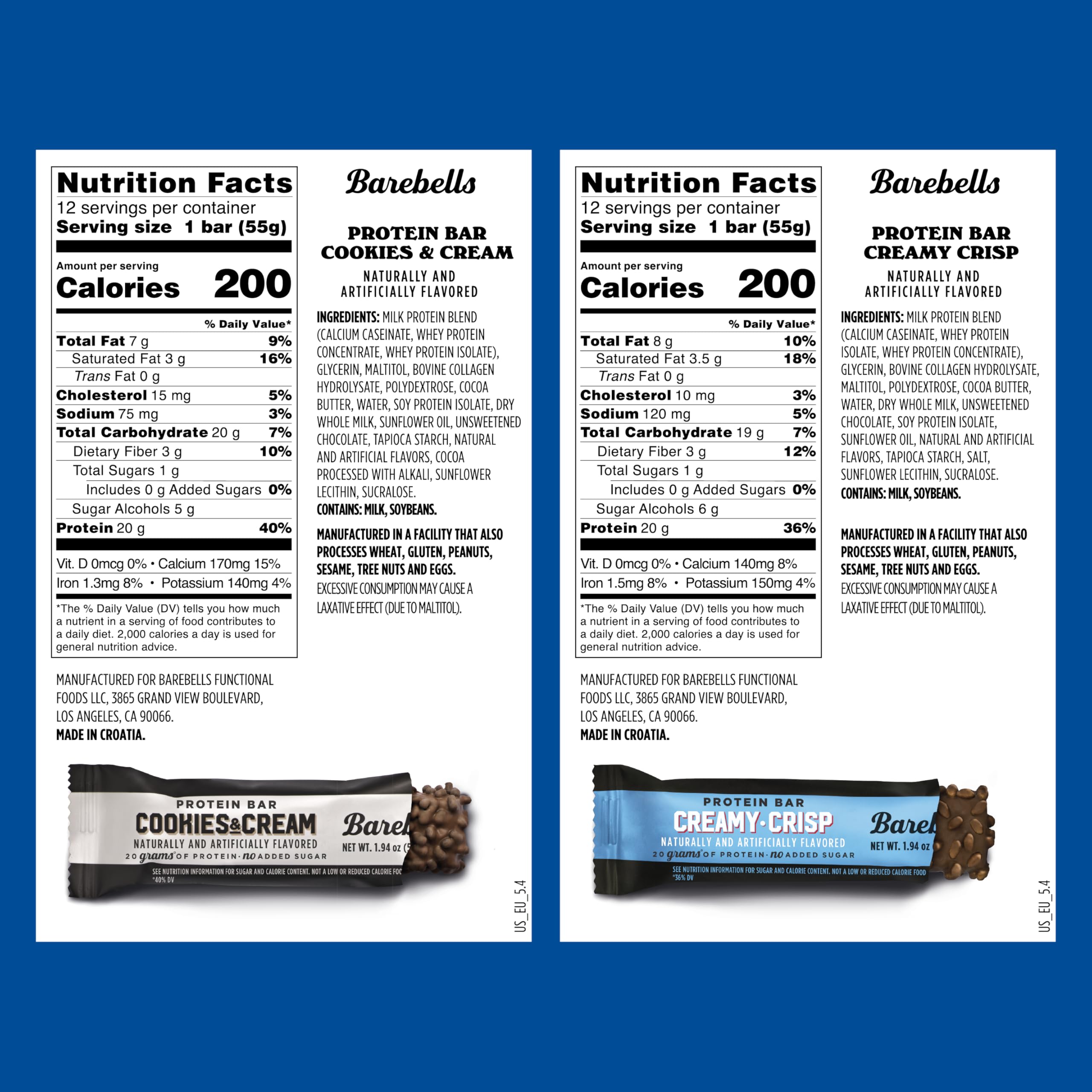 Barebells Cookies and Cream bar close-up, rich flavor and soft texture for a pre-workout.