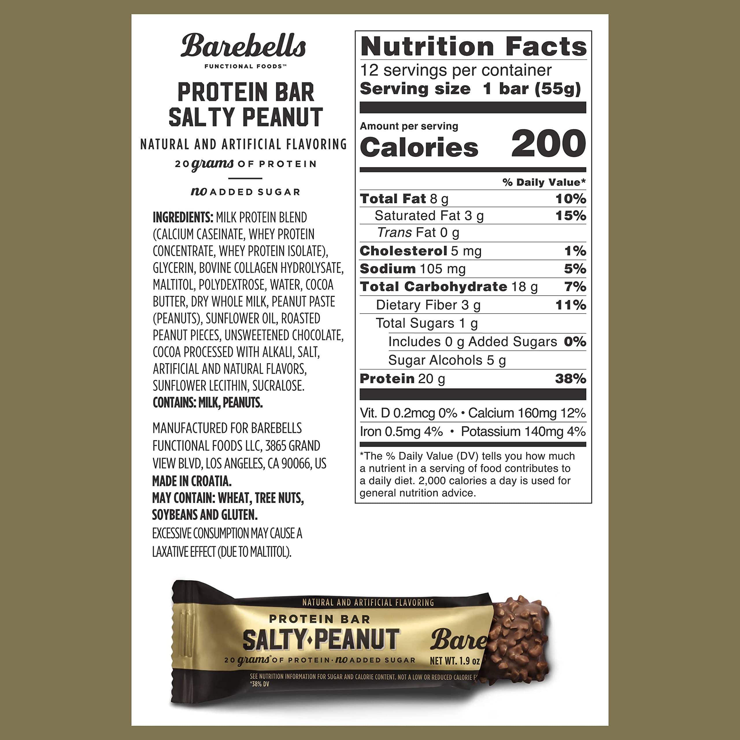 Barebells Salty Peanut bar package close-up emphasizes convenient, tasty protein snack