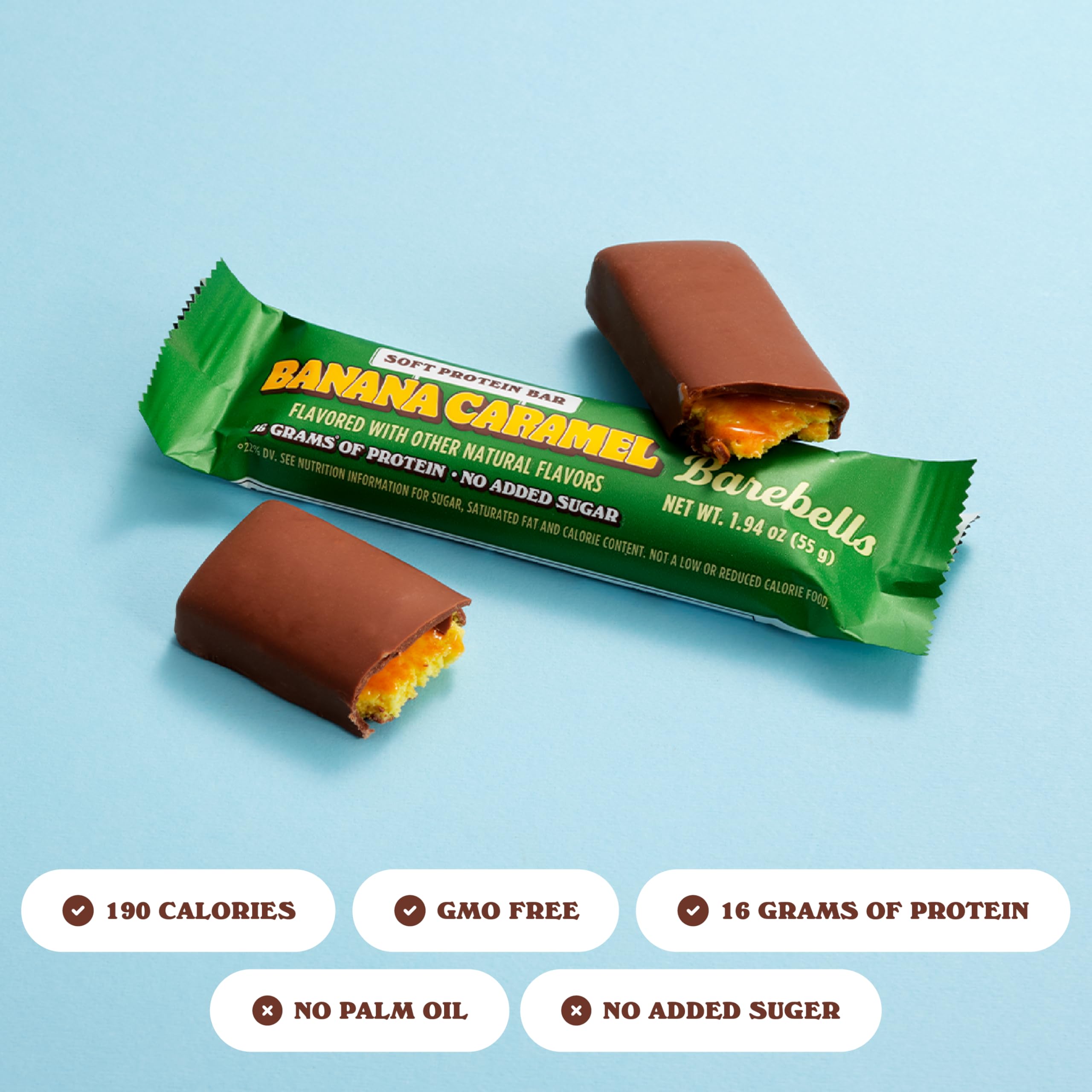 Barebells Soft Bars texture close-up, chewy bite ideal for on-the-go cravings.