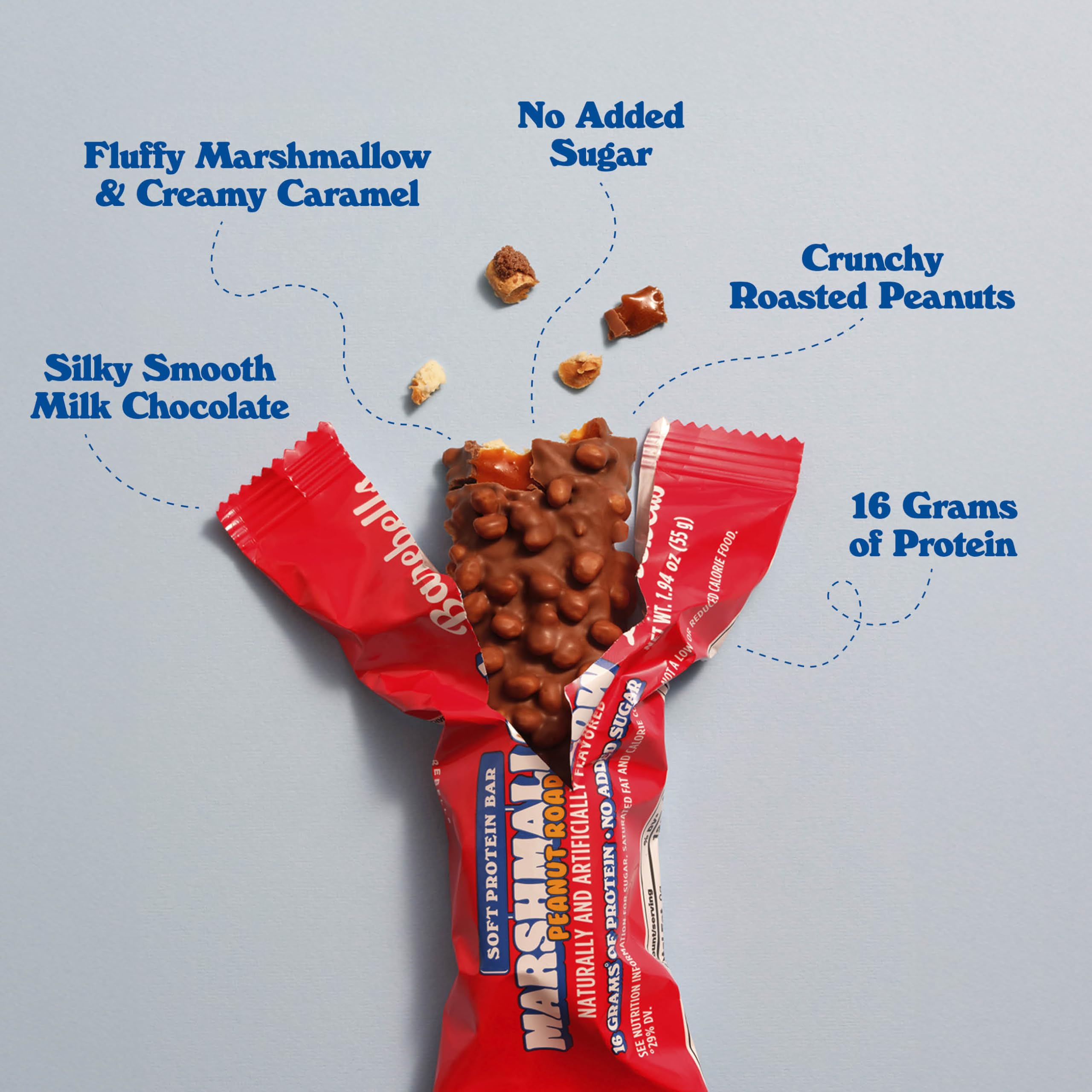 Barebells Soft Protein Bar Milk Chocolate coating with crispy bits adds texture and flavor.