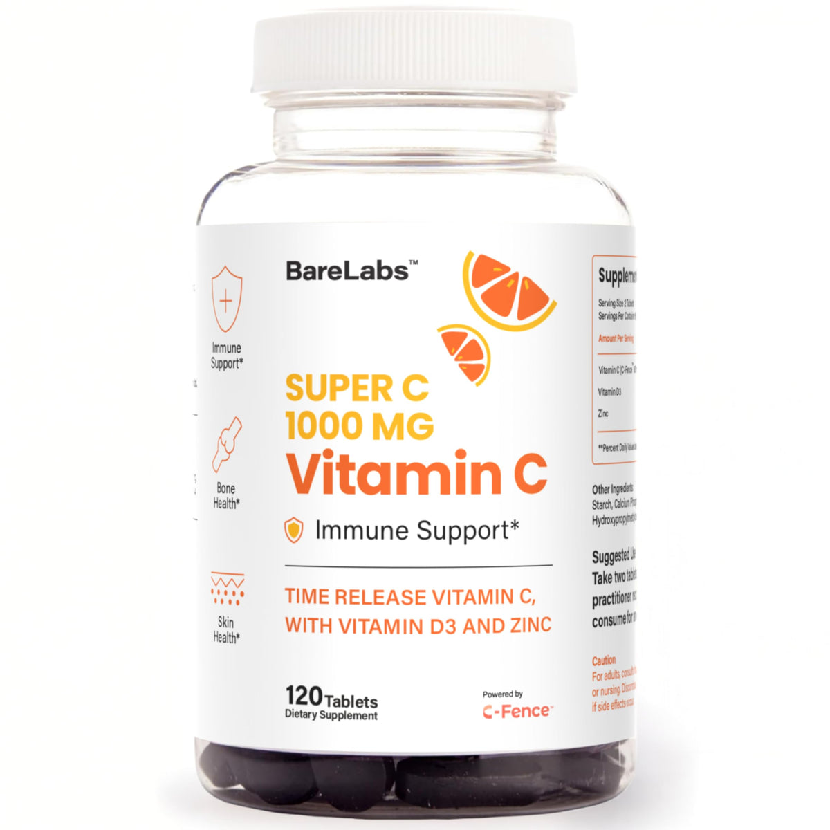 BareLabs Time Release bottle front showing compact daily immune support.