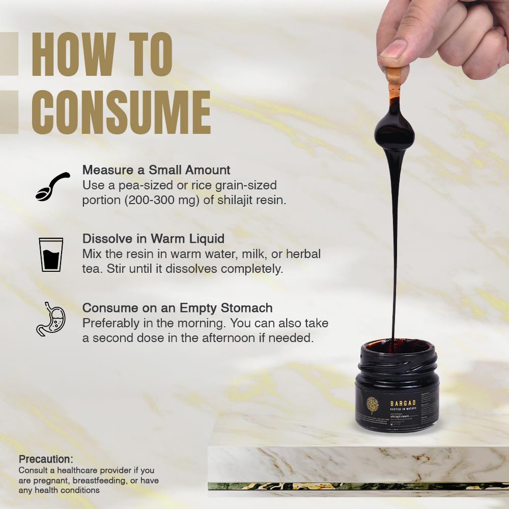 Bargad Shilajit Resin bottle angled for on-the-go wellness use