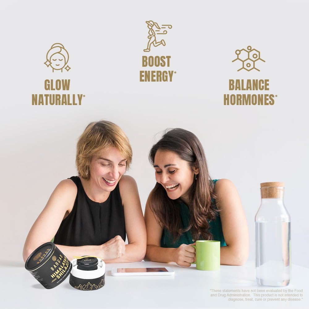 Packaging shot of Bargad Shilajit Resin for Women emphasizes 30g premium jar